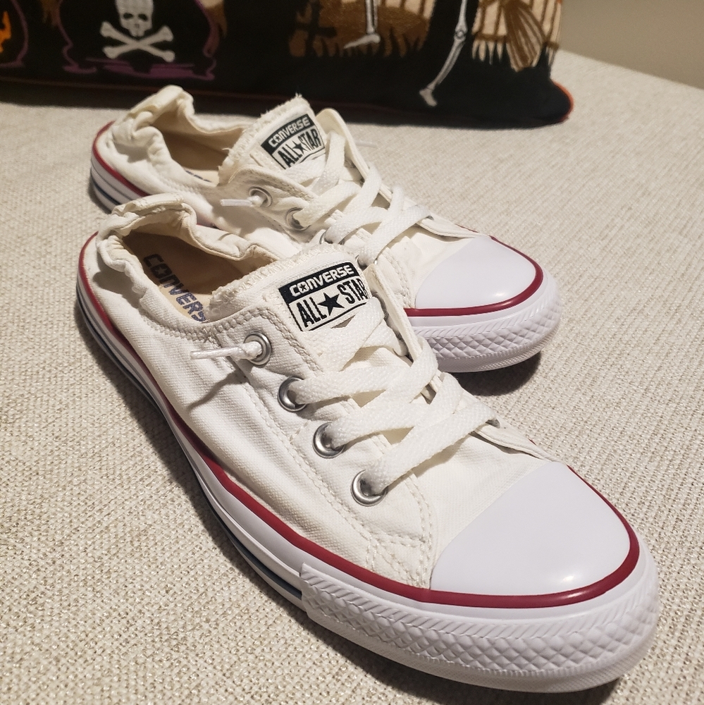 Converse white shoreline slip on size 10